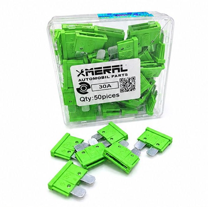 فیوز دوپایه فیوز دوپایه اصلی 30 آمپر درجه یک ضد اشتعال مرال (MERAL) بسته 50 عددی - تصویر 1